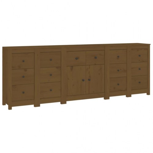 Skænk 230x35x80 cm massivt fyrretræ gyldenbrun
