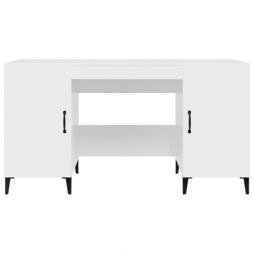 Skrivebord 140x50x75 cm konstrueret træ hvid højglans