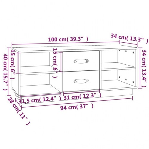 Tv-bord 100x34x40 cm massivt fyrretræ