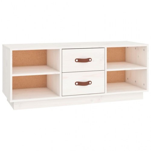 Tv-bord i massivt fyrretræ - hvid, 100×34×40 cm