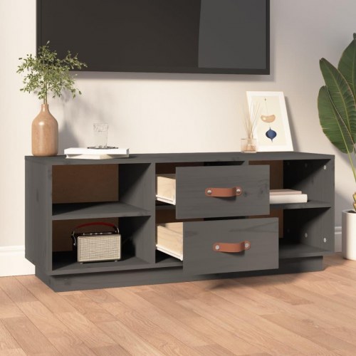 Tv-bord 100x34x40 cm massivt fyrretræ grå