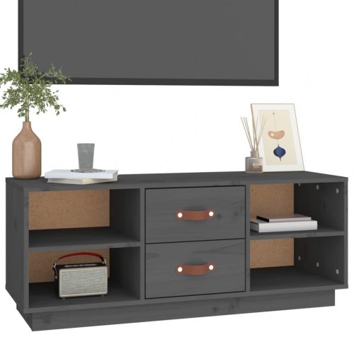Tv-bord 100x34x40 cm massivt fyrretræ grå