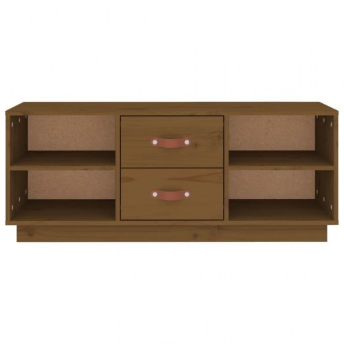 Tv-bord 100x34x40 cm massivt fyrretræ gyldenbrun