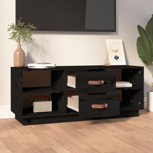 Tv-bord 100x34x40 cm massivt fyrretræ sort