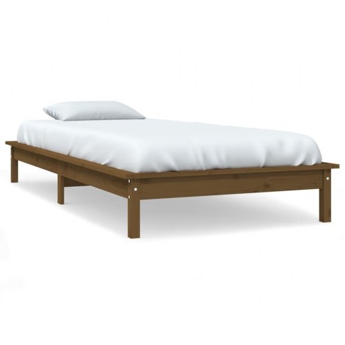 Sengeramme 100x200 cm massivt fyrretræ gyldenbrun