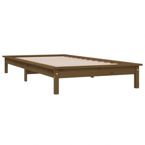 Sengeramme 100x200 cm massivt fyrretræ gyldenbrun