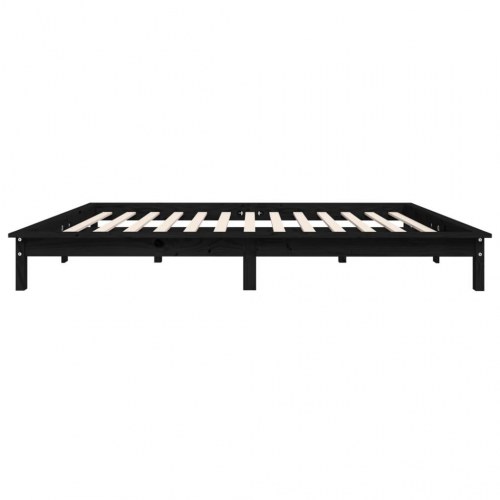 Sengeramme 120 x 200 cm i massivt fyrretræ - sort