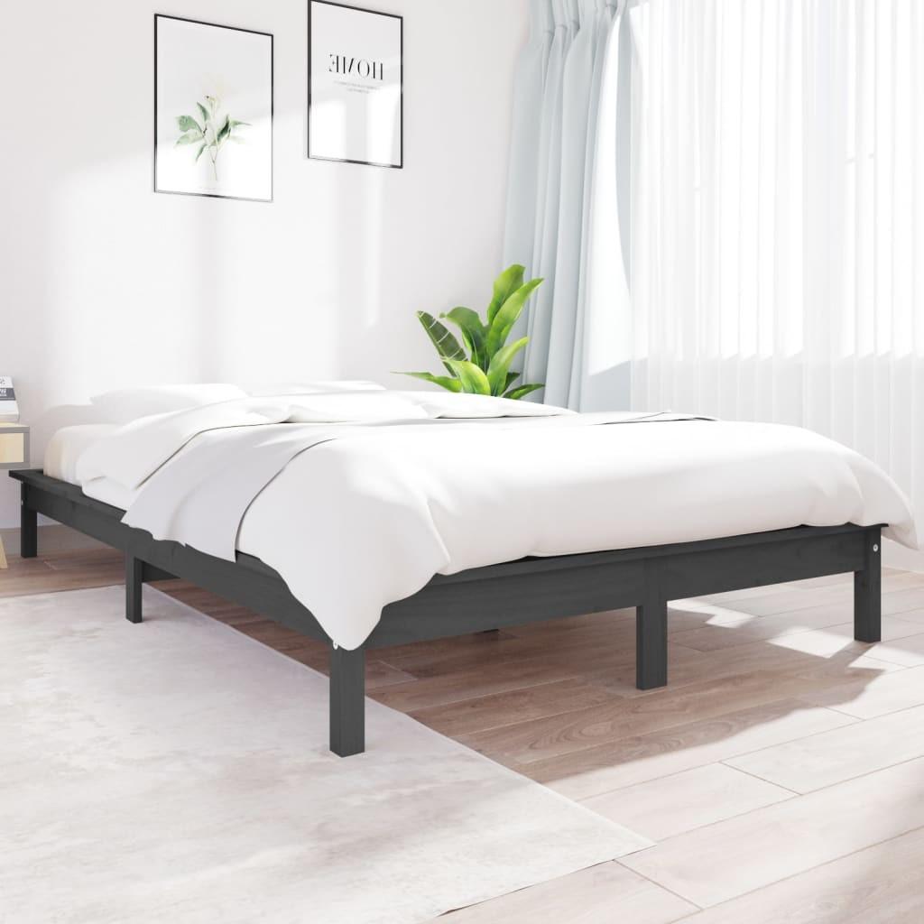 vidaXL sengeramme 160x200 cm massivt fyrretræ grå