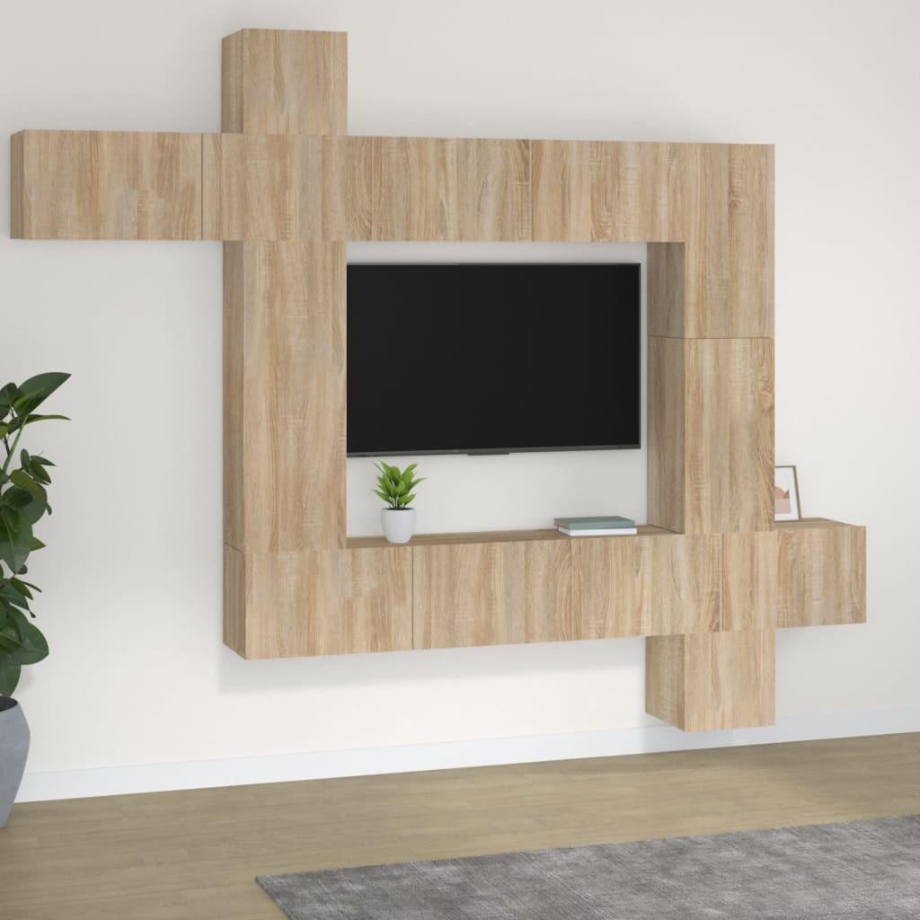 Tv-skabssæt 3 dele konstrueret træ sonoma-eg