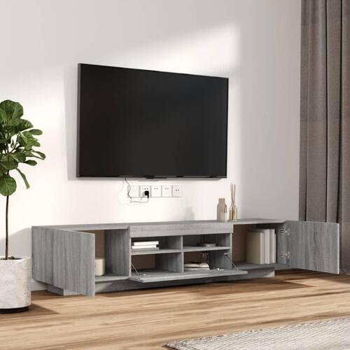 Tv-borde 2 stk. med LED-lys konstrueret træ grå sonoma-eg
