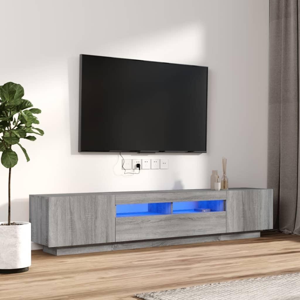 Billede af Tv-borde 2 stk. med LED-lys konstrueret træ grå sonoma-eg