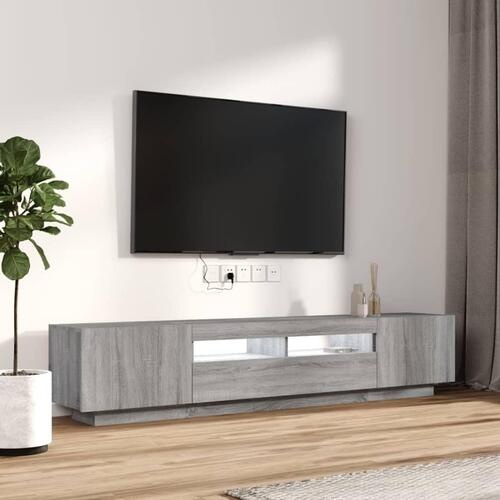 Tv-borde 2 stk. med LED-lys konstrueret træ grå sonoma-eg