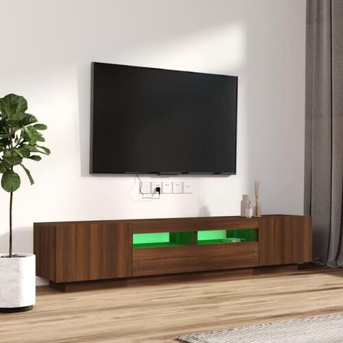 Tv-borde 2 stk. med LED-lys konstrueret træ brun egetræsfarve