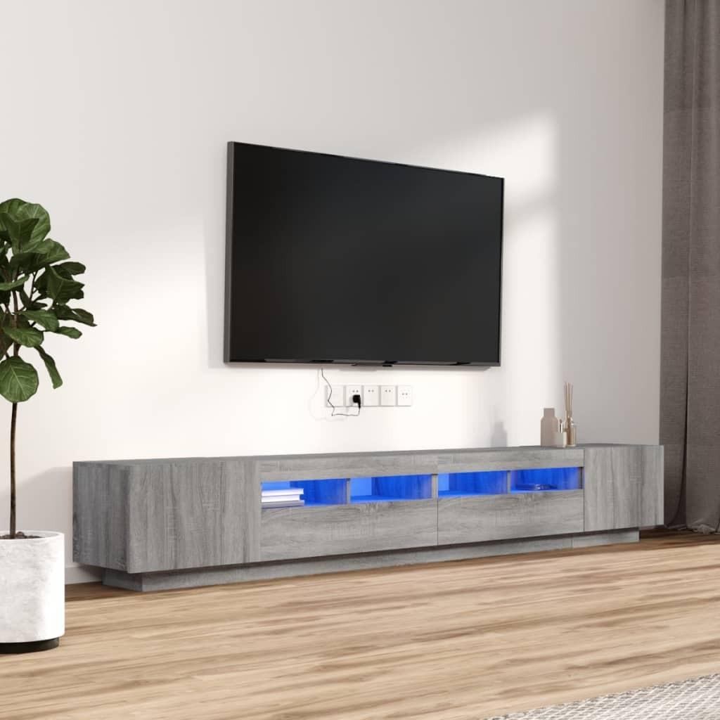 Tv-borde 3 stk. med LED-lys konstrueret træ grå sonoma-eg