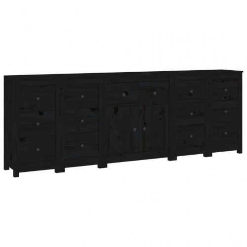 Skænk 230x35x80 cm massivt fyrretræ sort