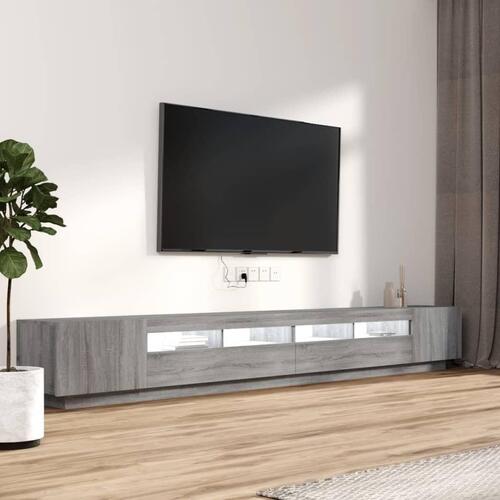 Tv-borde 3 stk. med LED-lys konstrueret træ grå sonoma-eg