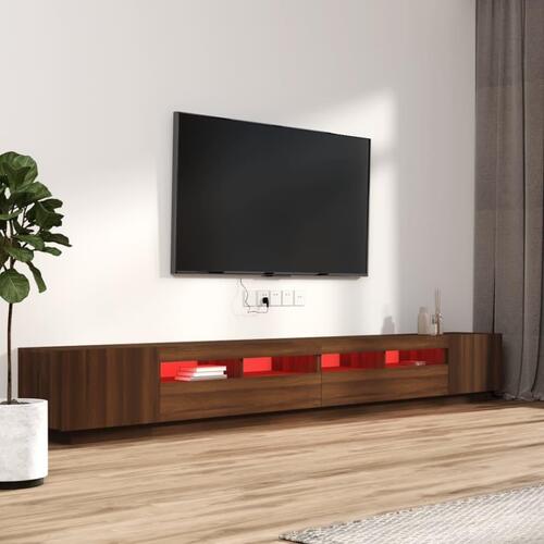 Tv-borde 3 stk. med LED-lys konstrueret træ brun egetræsfarve