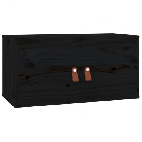 Vægskabe 2 stk. 60x30x30 cm - massivt fyrretræ, sort