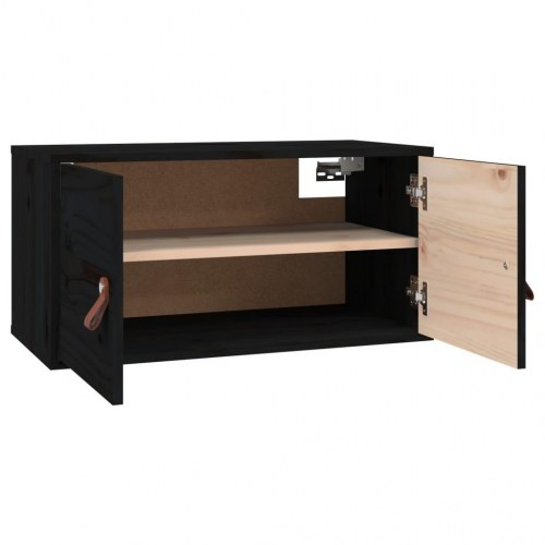 Vægskabe 2 stk. 60x30x30 cm - massivt fyrretræ, sort