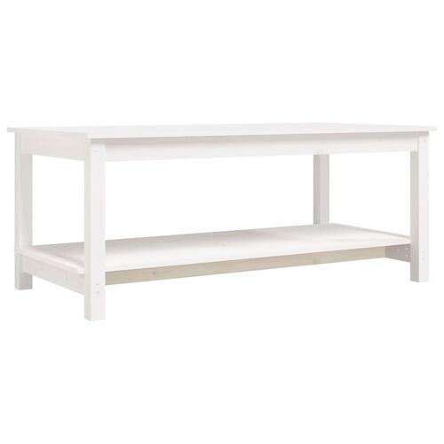 Sofabord 110x55x45 cm massivt fyrretræ hvid