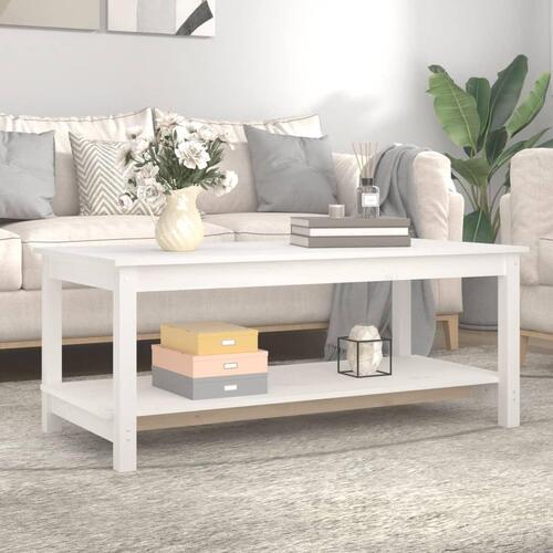 Sofabord 110x55x45 cm massivt fyrretræ hvid