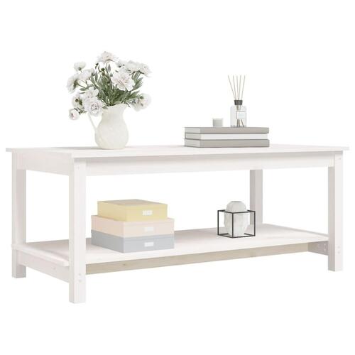 Sofabord 110x55x45 cm massivt fyrretræ hvid
