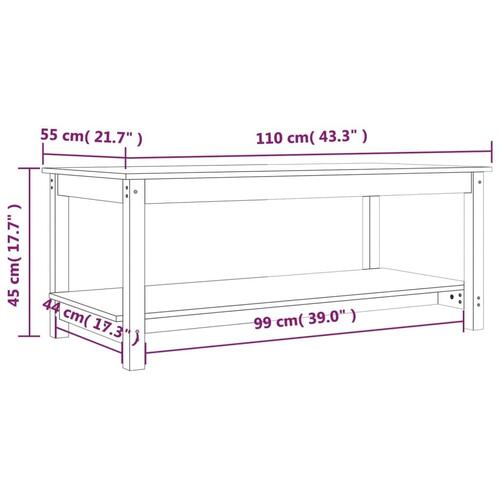 Sofabord 110x55x45 cm massivt fyrretræ hvid