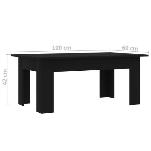 Sofabord 100x60x42 cm konstrueret træ sort