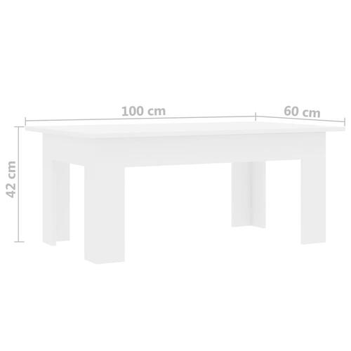 Sofabord 100x60x42 cm konstrueret træ hvid højglans