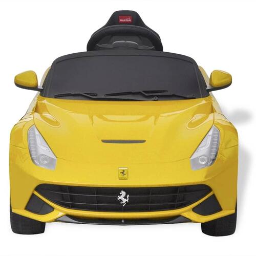 Ride-on bil "Ferrari F12", gul, 6 V, med fjernbetjening
