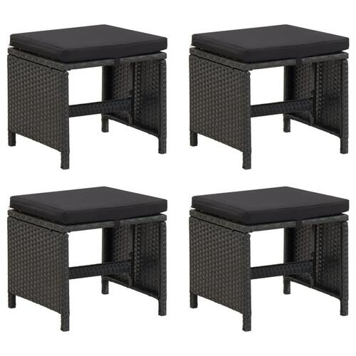 Haveskamler 4 stk. med hynder polyrattan sort