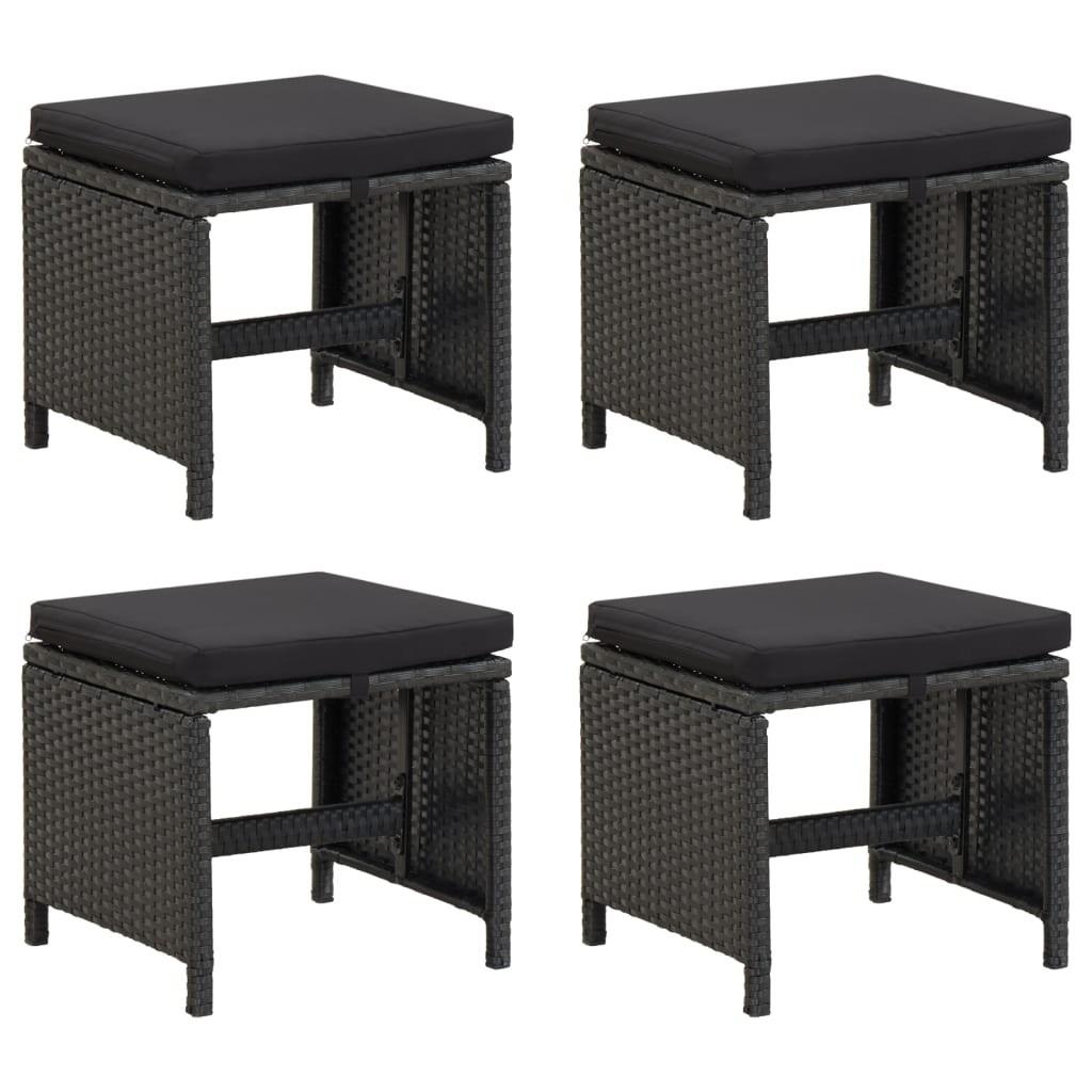 Haveskamler 4 stk. med hynder polyrattan sort