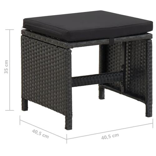 Haveskamler 4 stk. med hynder polyrattan sort