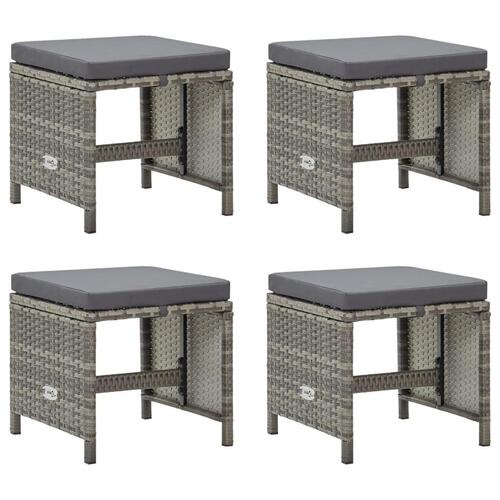 Haveskamler 4 stk. med hynder polyrattan grå
