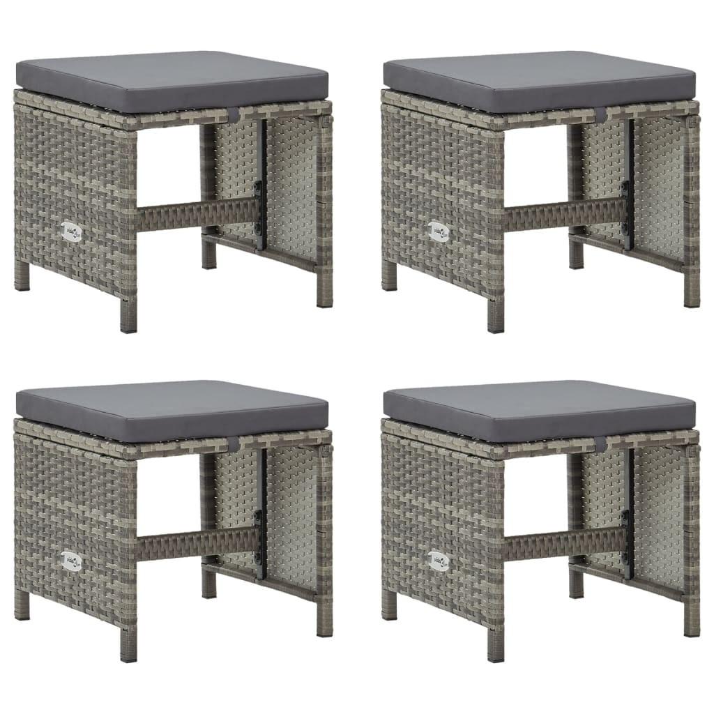 Haveskamler 4 stk. med hynder polyrattan grå