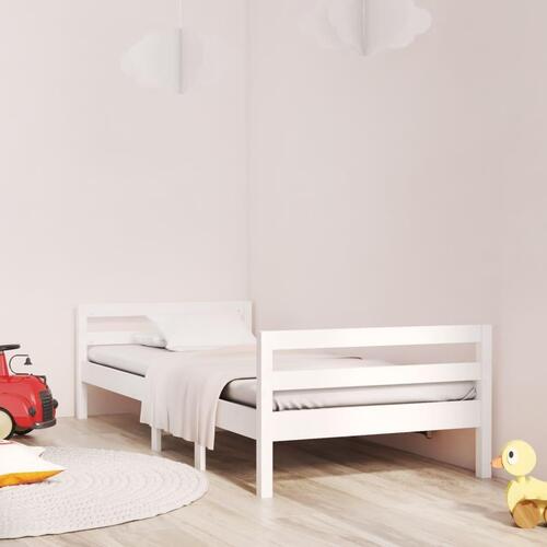 Sengestel 90x190 cm massivt fyrretræ hvid