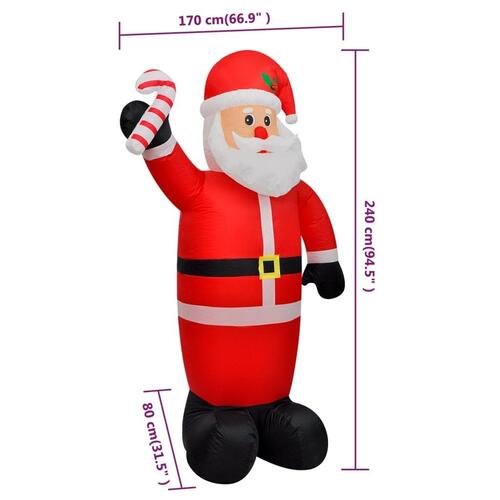 Oppustelig julemand med LED'er 240 cm