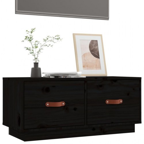 TV-bord i massivt fyrretræ 80 x 34 x 35 cm - sort