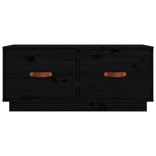 TV-bord i massivt fyrretræ 80 x 34 x 35 cm - sort