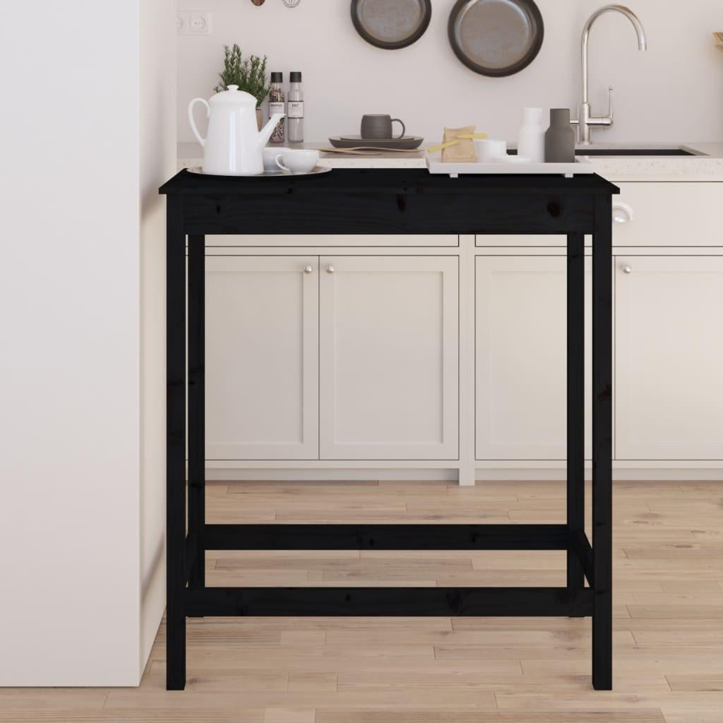 Barbord 100x50x110 Massivt Fyrretræ Sort