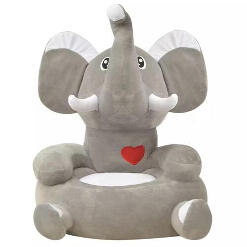 Børnestol i plys grå elefant