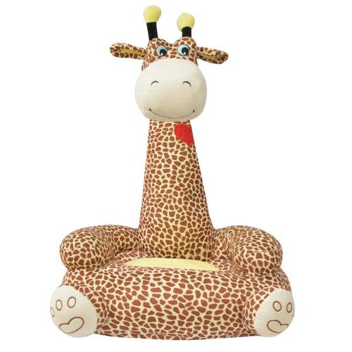 Plysstol til børn giraf brun