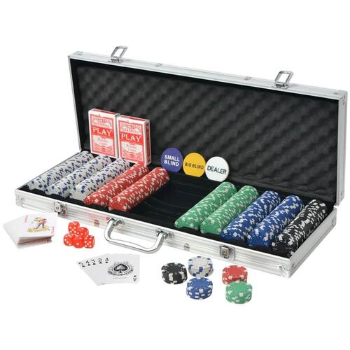 Pokersæt med 500 jetoner aluminium