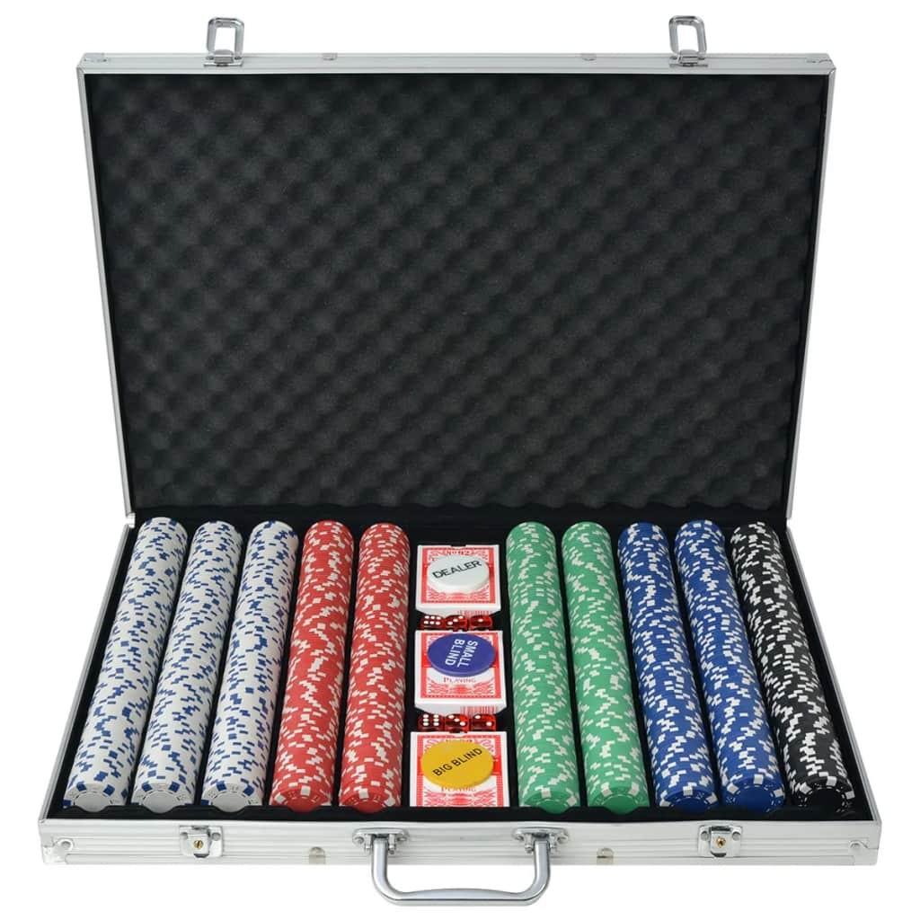 Pokersæt med 1.000 jetoner aluminium