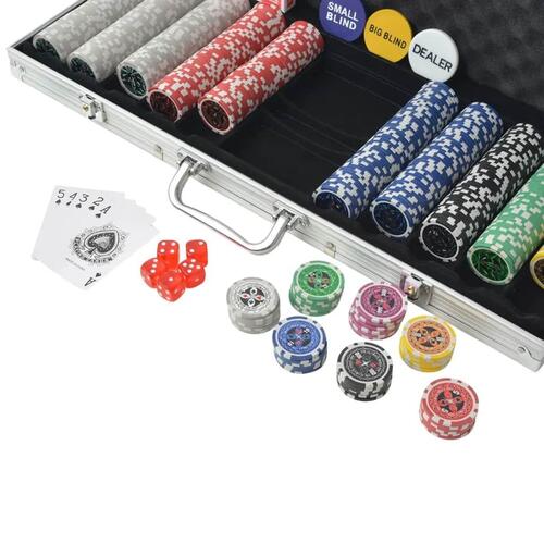 Pokersæt med 500 laserchips aluminium