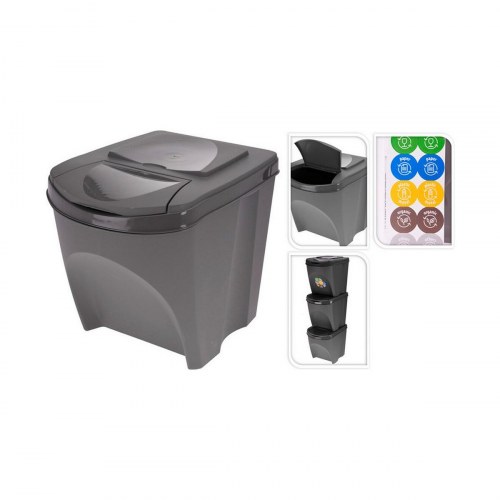 Sortibox affaldsspand til genbrug - stabelbar, 3 stk., sort