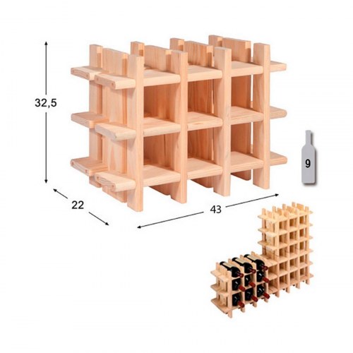 Astigarraga Flaskereol Evolutivo Rioja - brun fyrretræ, 9 flasker (43 × 22 × 32,5 cm)