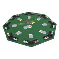 Foldbar pokerbordplade til 8 spillere ottekantet grøn