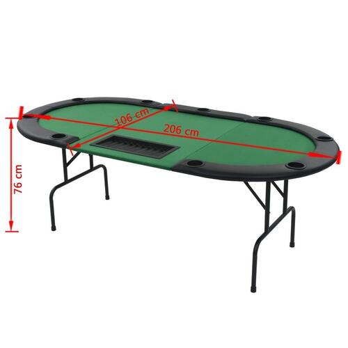 Foldbart pokerbord til 9 spillere 3-fold oval grøn