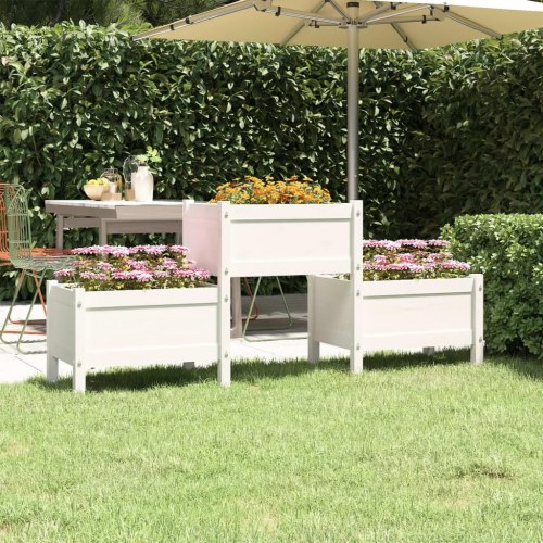 Plantekasse med 3 kasser 178,5 x 44 x 75 cm - hvid